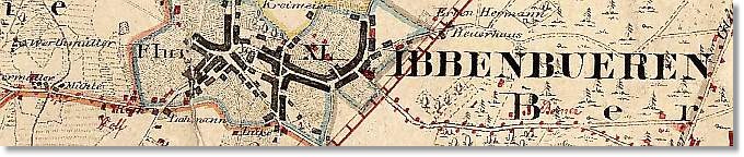 Reproduktion Karte: Karte des Parzellar Katasters der Gemeinde Ibbenbueren aus dem Jahr 1824