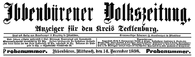 Titel vom Mittwoch, den 14. Dezember 1898
