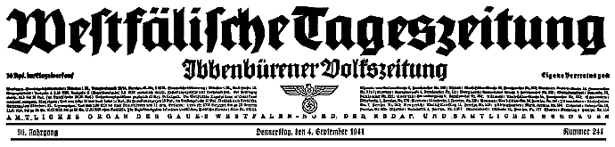 Zeitungstitel der Ibbenbürener Volkszeitung - 1. Juli 1940 bis 1941 