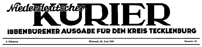 Zeitungstitel der Ibbenbürener Volkszeitung - Februar 1949 bis 30. September 1949