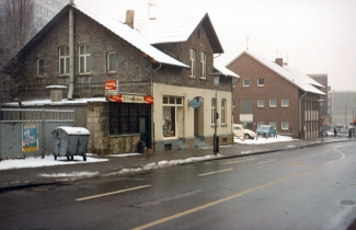 Blick in die Bahnhofstraße zur Bäckerei Bendiek