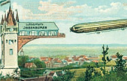 	Ein Zeppelin steuert die „Luftfahrthalle Ibbenbüren“ an