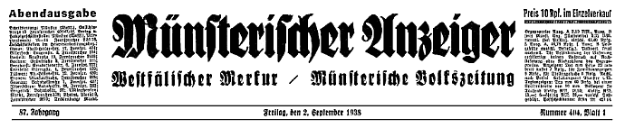 Zeitungstitel der Ibbenbürener Volkszeitung - Münsterischer Anzeiger 