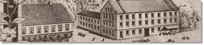 Bildausschnitt aus einem historischen Firmenbriefkopf  (Wohnhaus und Dampfmühle Wolff in der Klosterstraße)