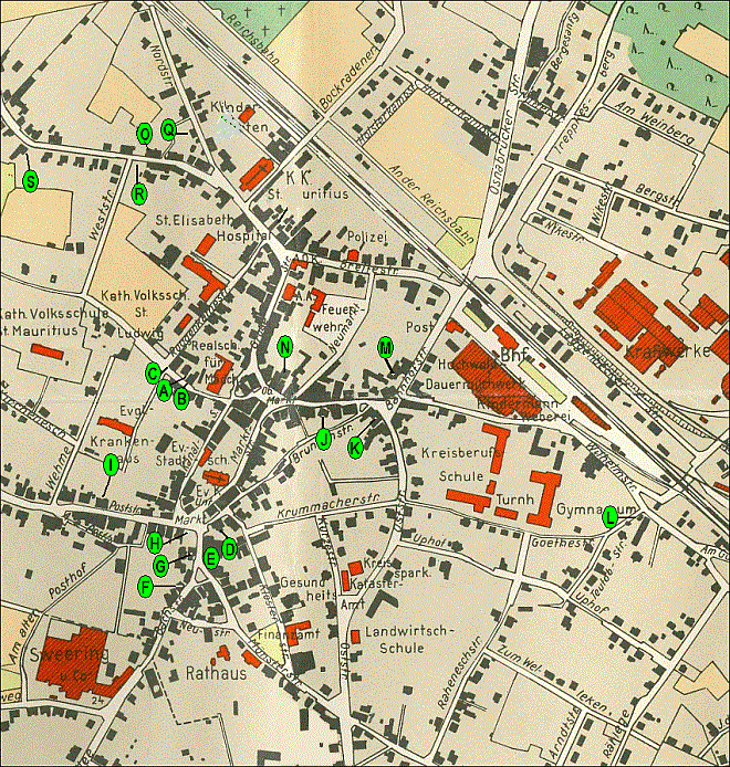 Stadtplan Amtsverwaltung Ibbenbüren - Ausgabe 1954