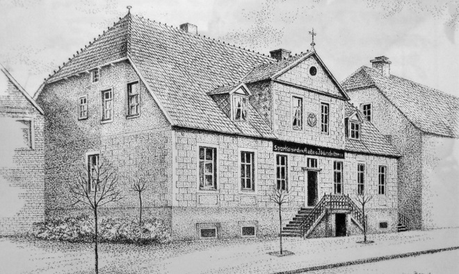 Sparkasse des Amtes Ibbenbüren - Große Straße 22 - Bildmitte. (1904 bis 1943) Dann Arbeitsamt.