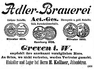 Adler Brauerei - Greven in Westfalen - 1902
