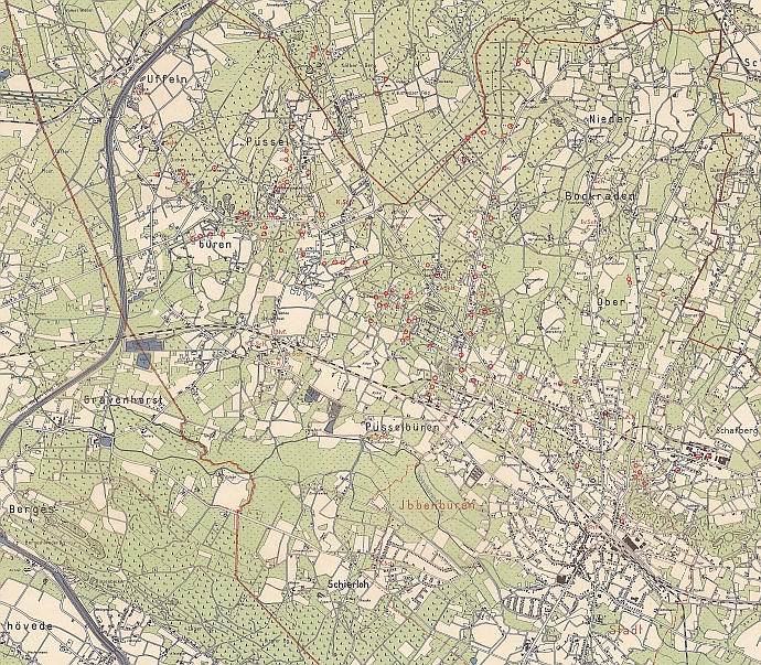 Stadtplan Amt Ibbenbüren - 1950 - Maßstab 1:25000
